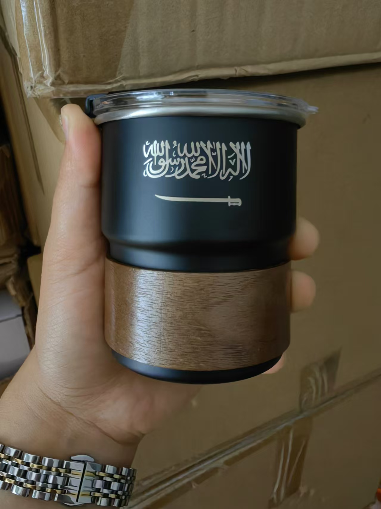 Coffee Equipment For Camping - De vlag van Saoedi-Arabië Logo roestvrijstalen