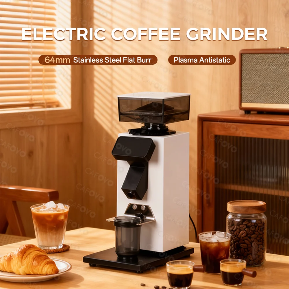 Coffee Grinder Burr Flat - CAFOVO G964F Tijdsgebaseerde Doseermolen 64mm Platte